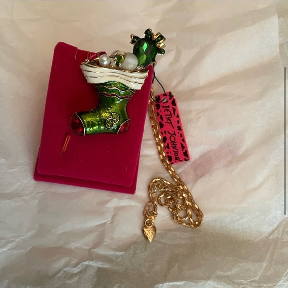 Rare Betsey Johnson Christmas Stocking necklace - Picture 4 of 6
